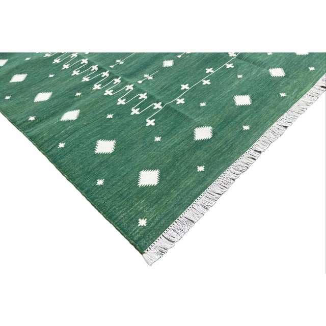 Not Yet Made - Made To Order Handmade Cotton Vegetable Dyed Forest Green and White Shooting Star Rug - 9'x12' For Sale - Image 5 of 11