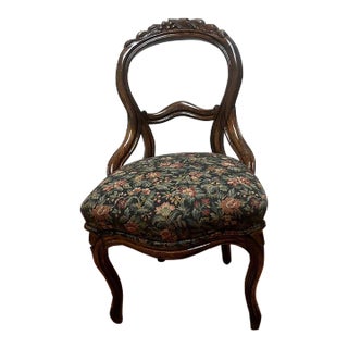 Early 20th Century Victorian Style Balloon Back Mahogany Carved Side Chair For Sale