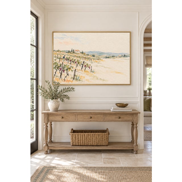 Farmhouse Vineyard Landscape Art Print – Grapevines and Countryside Farmhouse, 60" X 40" For Sale - Image 3 of 7