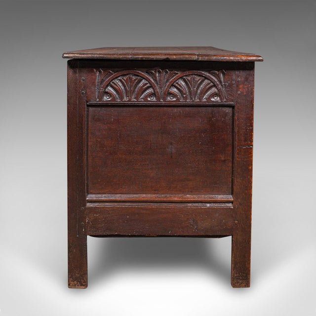 Large Antique Carved Coffer, English Oak, Blanket Chest, William Iii, Circa 1700 For Sale - Image 4 of 12