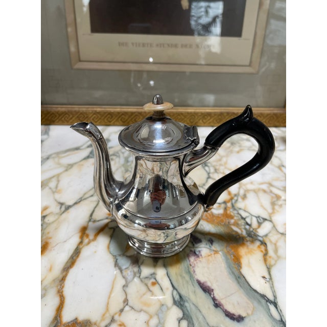 Mid 19th Century Small Silver Plated Teapot With Ivory Tip and Wooden Handle For Sale - Image 5 of 7