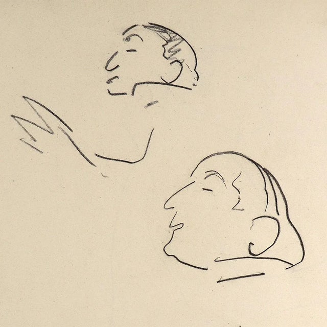 Albert Marquet Pencil on Paper Double-Sided Drawing, Portrait Studies of Men For Sale - Image 4 of 7