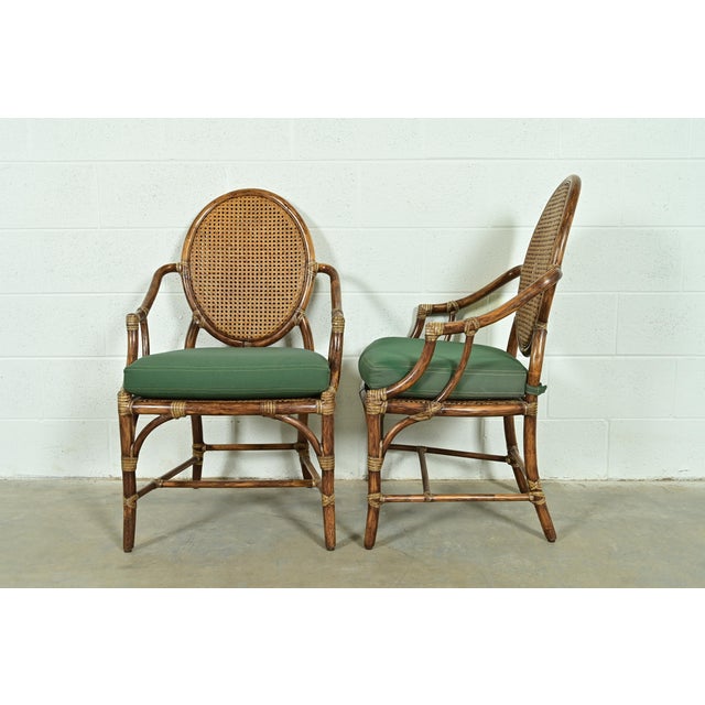 McGuire Hollywood Regency Organic Modern Bamboo and Cane Armchairs, Pair For Sale - Image 12 of 16