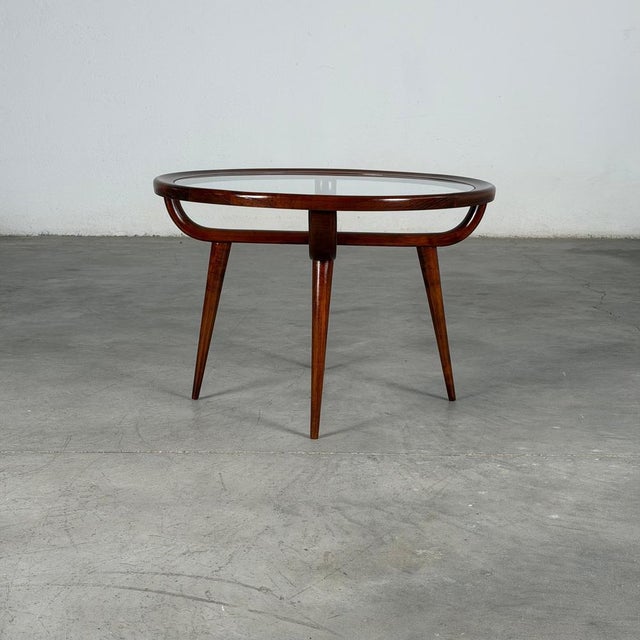 Round Walnut Coffee Table by Nicolay Diulgheroff, Italy, 1950s For Sale - Image 4 of 15