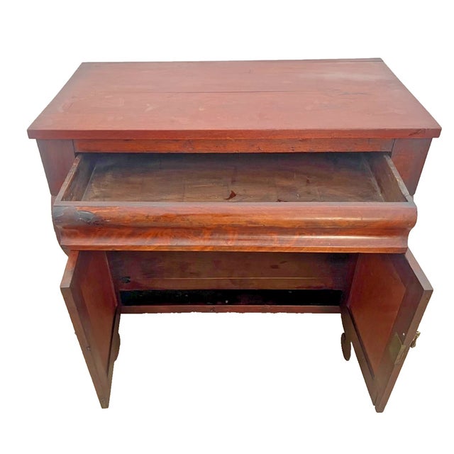Antique Empire Style Cabinet Flame Mahogany Sideboard, Small Credenza, Buffet For Sale - Image 4 of 13