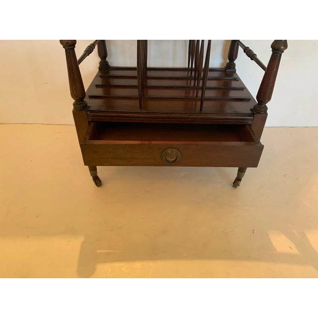 Traditional Vintage Mahogany Canterbury Magazine Holder With Single Drawer For Sale - Image 3 of 12