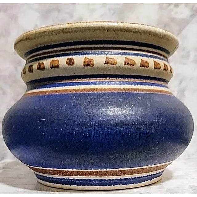 Mid-Century Modern Vintage Stoneware Studio Art Pottery Vessel Signed Defazio For Sale - Image 3 of 10