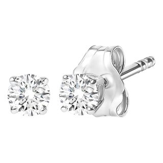 AGS Certified 14K White Gold 1.0 Cttw 4-Prong Set Brilliant Round-Cut Solitaire Diamond Push Back Stud Earrings (F-G Color, SI2-I1 Clarity) For Sale
