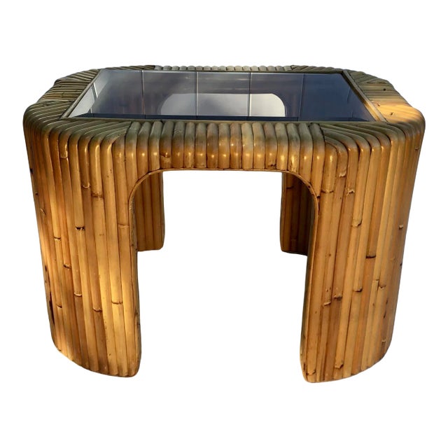 Mid Century Bamboo Side Table For Sale