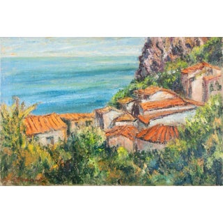 Pino Romanò, View of Scilla, Oil Painting, 1990s For Sale