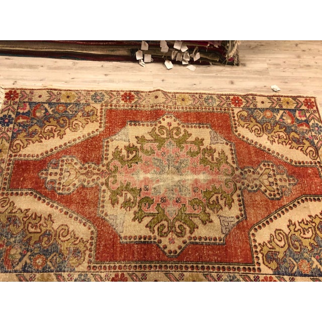 Burnt Orange Oushak Handmade Vintage Wool Rug - 4′7″ × 7′2″ For Sale - Image 8 of 11