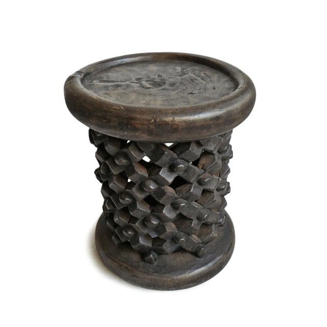 Tribal Vintage Small Bamileke Carved Wood Stool For Sale - Image 3 of 5