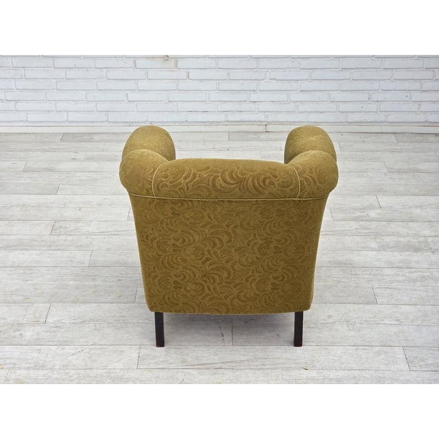 Vintage Danish Relax Chair in Light Green Furniture Wool, 1950s For Sale - Image 10 of 18