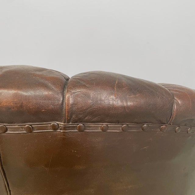 Italian Art Deco Brown Leather Lounge chairs by Saracchi, 1930s, Set of 2 For Sale - Image 14 of 18
