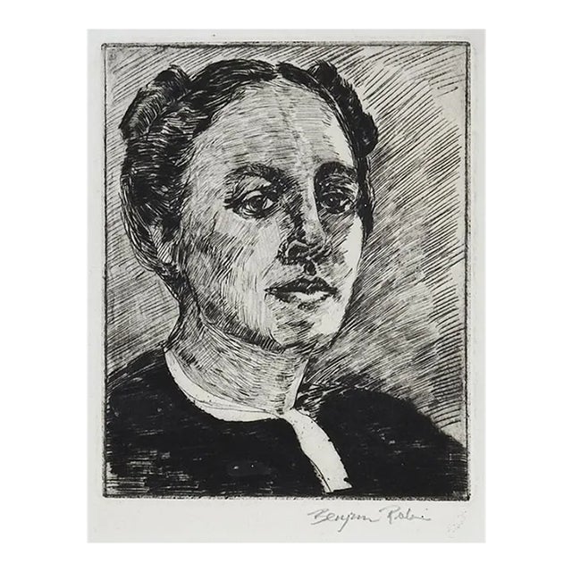 Vintage Mid 20th Century Portrait Etching of Woman For Sale