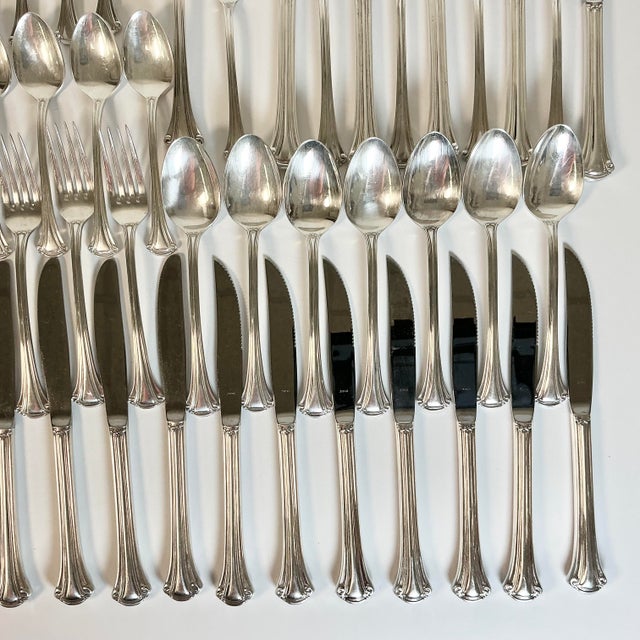 1970s 1970s Vintage Traditional Hollywood Regency Silver Plate Flatware - Set of 71 For Sale - Image 5 of 18