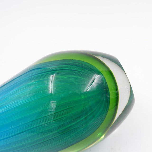 Flavio Poli Art Glass Sculpture in the Shape of a Teardrop in Shades of Blue and Green by Flavio Poli For Sale - Image 4 of 10