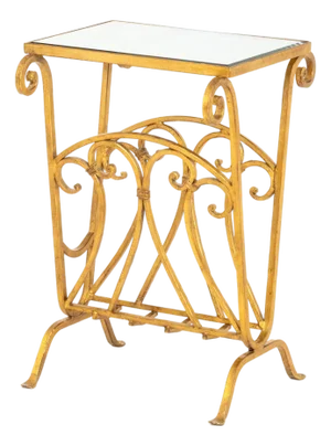 Hollywood Regency Mirrored Gilt Brass Side Table