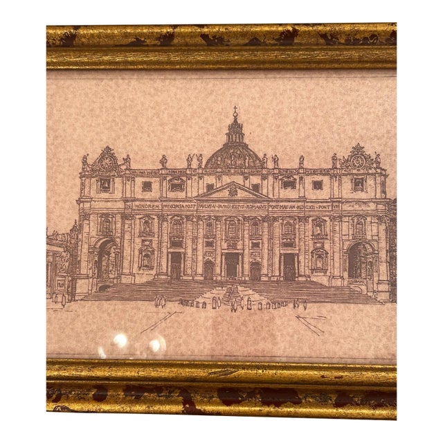 Super long custom framed pair of architectural renderings that capture a panoramic view of The Vatican 79 W x 10.5 H and...