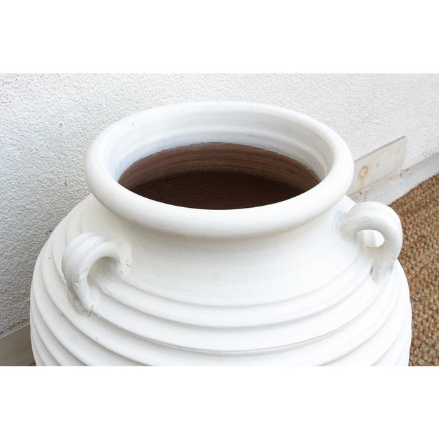 Stately Tall White Ribbed Greek Urn For Sale - Image 4 of 8