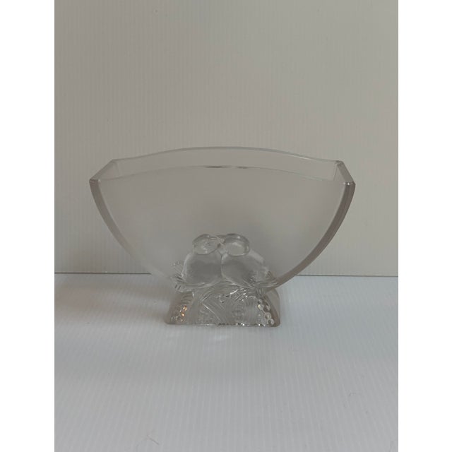 1938 Vintage Sign Verlys Frosted/Clear "Love Birds" Glass Vase For Sale - Image 9 of 17