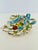 1960s Vintage Italian Majolica Style Floral Double Leaf Serving Dish With Blue Bow and Gold Gilt For Sale - Image 5 of 12