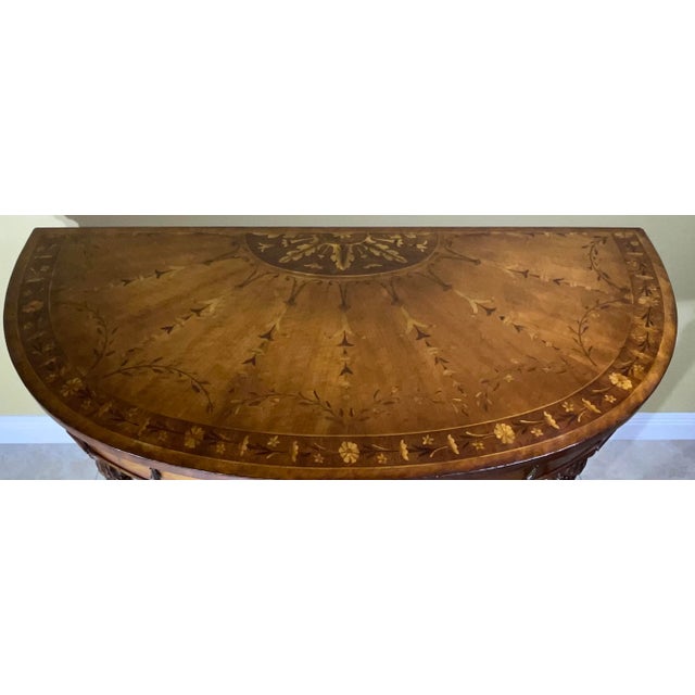 English Satinwood Inlaid Demilune Pier Table For Sale - Image 3 of 12