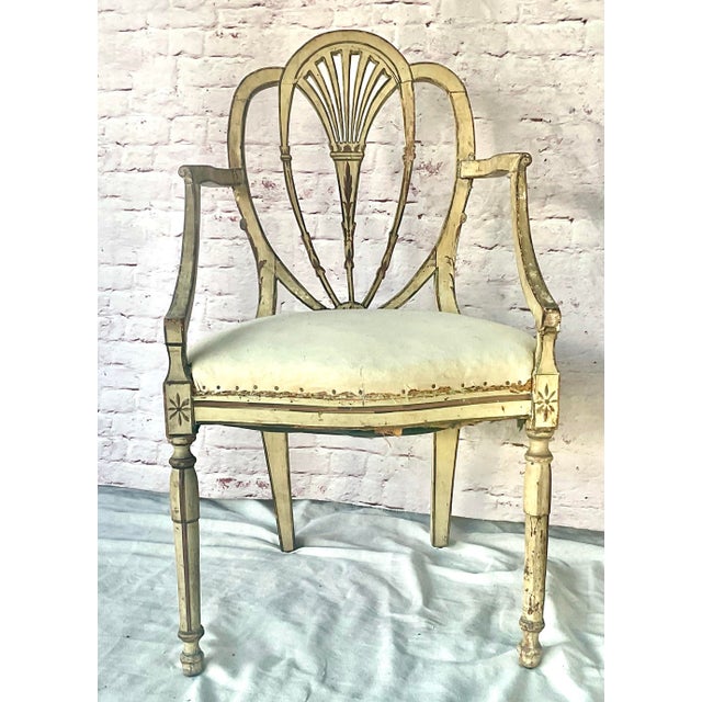 Hepplewhite George III Hepplewhite Painted Open Armchairs, a Pair For Sale - Image 3 of 13