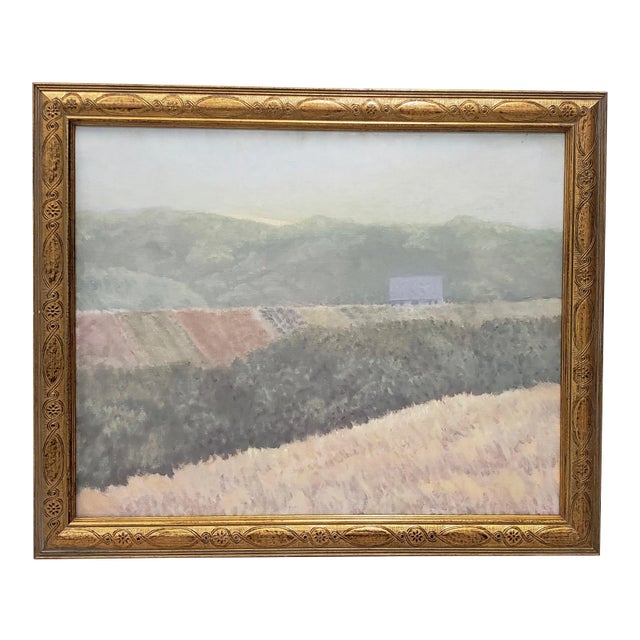 Vintage Oil Painting "Barn in the Distance" C.1970s For Sale
