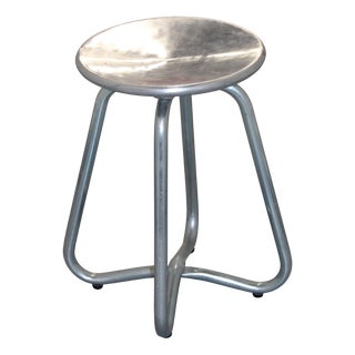 Minimalist Chrome Metal Round Stool, France, 1980s For Sale