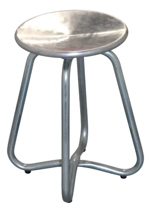 Minimalist Chrome Metal Round Stool, France, 1980s