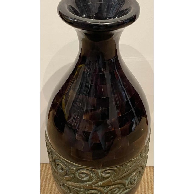 Metal Late 20th Century Modern Polished Horn & Bronze Vase by Maitland-Smith For Sale - Image 7 of 12