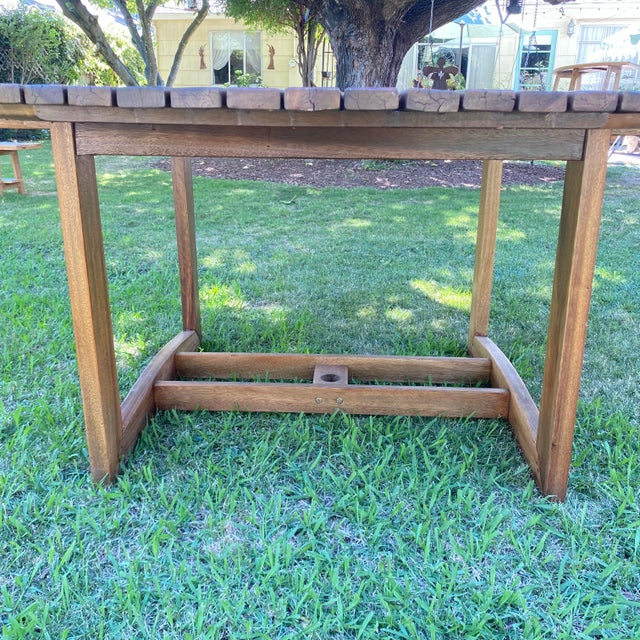 Outdoor Wood Table With Lazy Suzy Center - 63" Round For Sale - Image 11 of 18