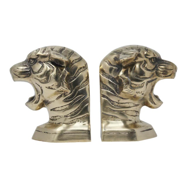 Vintage Polished Cast Brass Tigers Bookends Circa 1950 A Pair Chairish