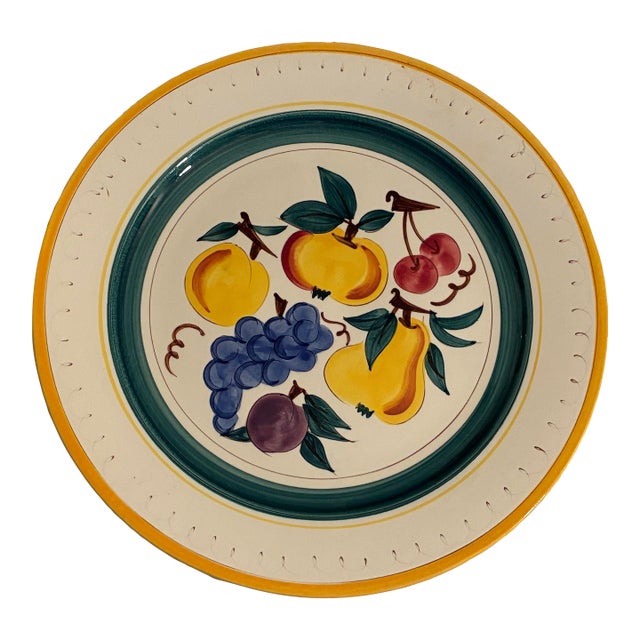Vintage Stangl Pottery Hand Painted Fruit Chop Plate Large 14.5" For Sale