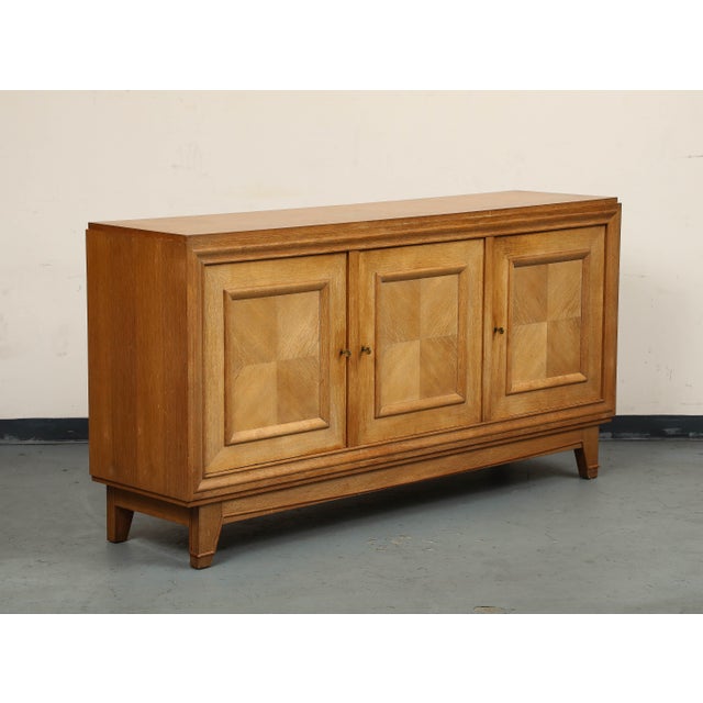 1940s 1940s French Art Deco Oak Sideboard, Three-Door Design, Sturdy Storage For Sale - Image 5 of 17