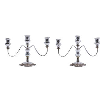 Vintage Twisted Branch Silver Plated Candelabra - a Pair For Sale
