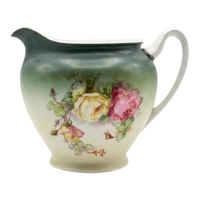 Victorian Floral Porcelain Pitcher For Sale