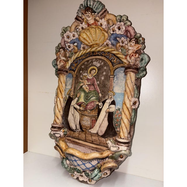 1940s Holy Water Stoup of Our Lady of Pompeii, 1950 For Sale - Image 5 of 13
