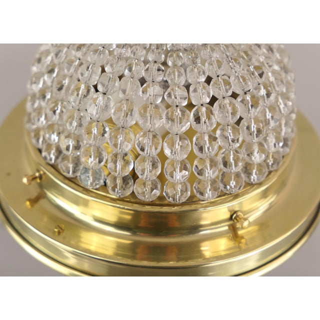 Brass Ceiling Light with Faceted Crystal Glass Beads, France, 1920s For Sale - Image 3 of 10