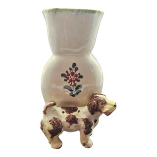 Vintage Italian Vase With Dog Figurine, Numbered For Sale
