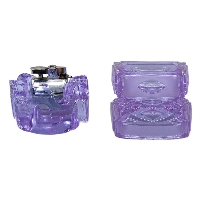 Vintage Italian Purple Smoking Set by Antonio Imperatore, 1970s, Set of 2 For Sale