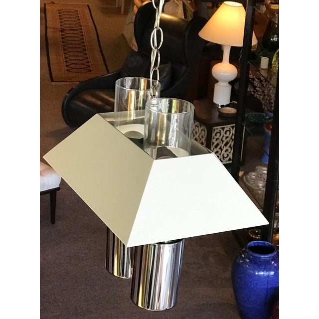 Metal Modern Bouillotte Pendant Attributed to Robert Sonneman 1970s For Sale - Image 7 of 10