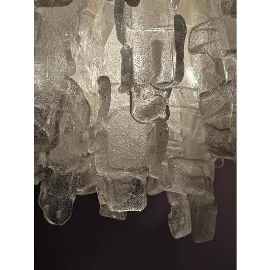 Mid-Century Modern 1973 Italian Fused Glass Flush Mount Chandelier For Sale - Image 3 of 11