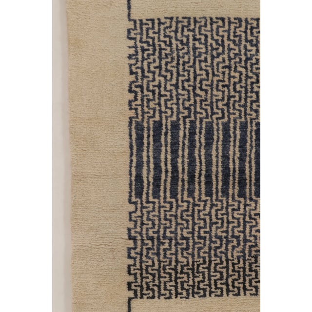 Textile Rug & Kilim’s Art Deco Runner With Geometric Designs in Beige & Black For Sale - Image 7 of 11