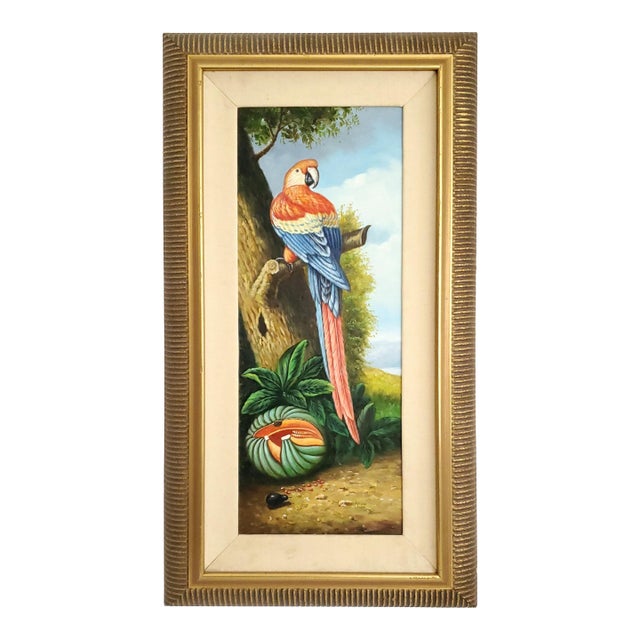 Parrot Painting by Girardi 1986 and Designed by Kinder-Harris For Sale