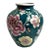 Vintage Green Chinoiserie Vase With Pink Flowers For Sale