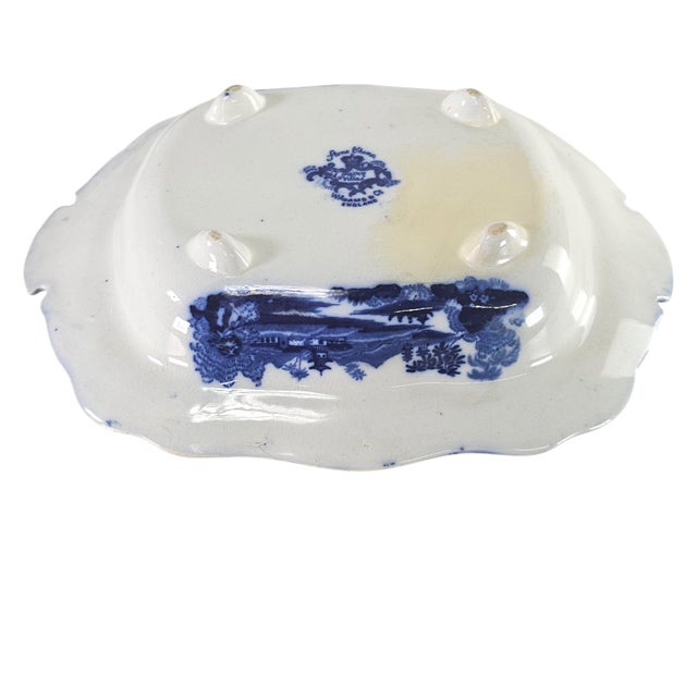 Antique W. Adams Fairy Villas Flow Blue Covered Serving Dish 13.5" For Sale - Image 14 of 15