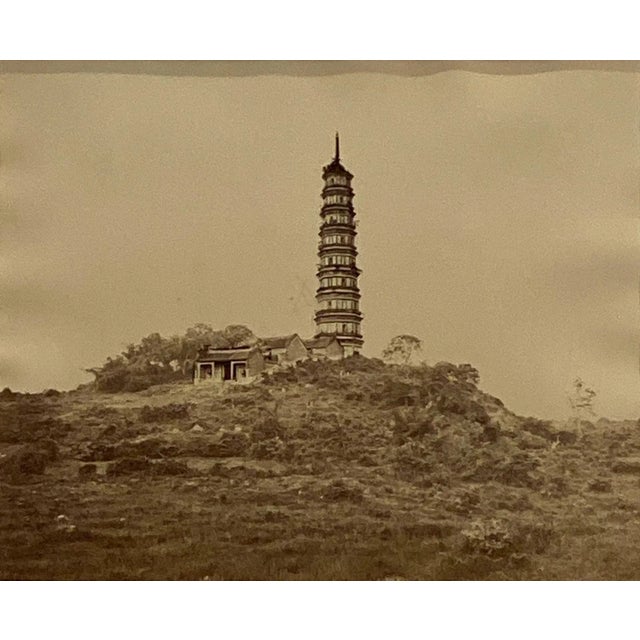 A 19th Century silver albumen photograph of the Pazhou Tower in Guangzhou Provence of China.