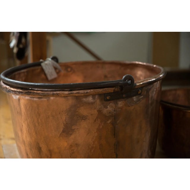 Metal Large Antique Copper Apple Butter Kettle For Sale - Image 7 of 8